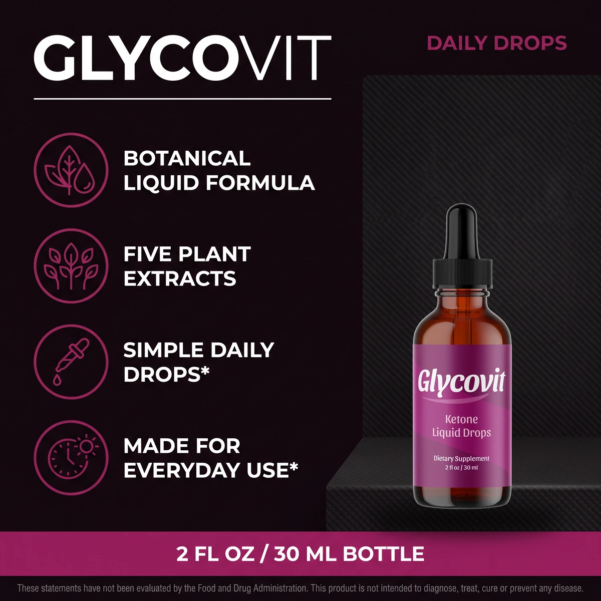 Glycovit botanical liquid drops formula with five plant extracts