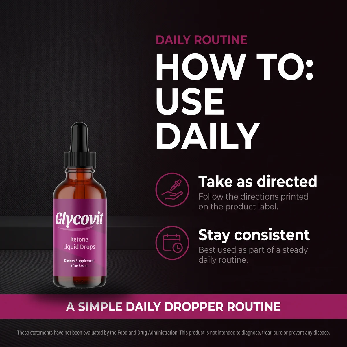 How to use Glycovit: shake and take the daily drops as directed